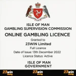 23Win - Nhà Cái Thể Thao, Casino Uy Tín Việt Nam Giấy phép hoạt động của 23win được cấp bởi tổ chức Isle of Man